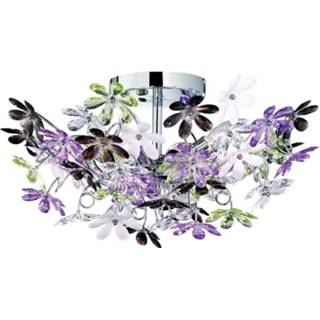 👉 Reality Plafondlamp Flower 25 X 51 Cm Staal/acryl Chroom