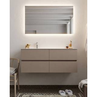 👉 Badmeubel MDF smoke mat MONDIAZ VICA 120cm 4 lades wastafel moon links met 1 kraangat NV76341978 6011444017084