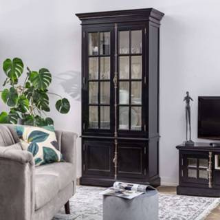 👉 Vitrinekast zwart active Josephine 100x45x212cm black 5902582035034