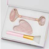 👉 Massager rose Quartz Roller Face-lifting Natural Jade Facial Slimming Scraping Mask Brush Three-piece Set