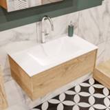 👉 Badmeubel melamine washed oak mat MONDIAZ LUSH 80cm 1 lade wastafel cloud midden kraangat A40105WOA1M35117 6011435592538