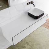 👉 Badmeubel solid surface urban mat MONDIAZ LAGOM 130cm 2 lades Wastafel BINX opzetkom rechts zonder kraangat M64183UBM0M49904R 6011453810874