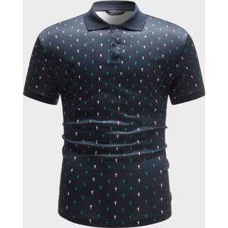 👉 Poloshirt polyester Donker Blauw mannen Werk Planten voor man Voorpand met Knoopjes