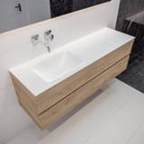 👉 Badmeubel washed oak mat melamine MONDIAZ VICA 150cm 4 lades wastafel cloud links zonder kraangat PC75341310 6011455119104