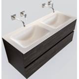 👉 Badmeubel melamine dark brown mat bruin MONDIAZ VICA 120cm 2 lades wastafel cloud dubbel zonder kraangat PC75341239 6011434612695