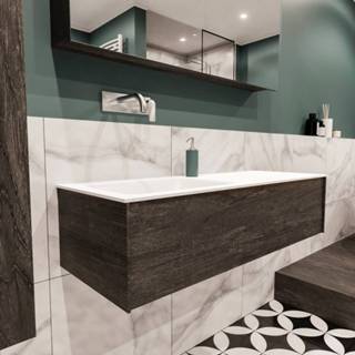 👉 Badmeubel melamine dark brown mat bruin MONDIAZ LUSH 120cm 2 lades wastafel cloud dubbel zonder kraangat A40139DBR0M35165 6011443815865