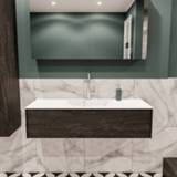 👉 Badmeubel melamine dark brown mat bruin MONDIAZ LUSH 120cm 1 lade wastafel cloud midden kraangat A40117DBR1M35162 6011436130173