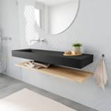 👉 Badmeubel melamine washed oak mat MONDIAZ ALAN 150cm planchet Vrijhangende wastafel cloud links 1 kraangat kleur urban A80109WOA0M49319UB1 6011437952965