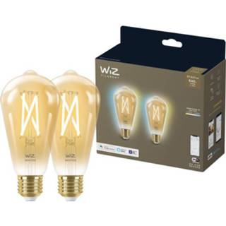 👉 Wiz Filament amber ST64 E27 x2 Wifi + Bluetooth protocol, 2 stuks 8719514551077