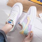 👉 Shoe vrouwen 2020 New Fashion Spring Autumn Shoes Women's Chunky Sneakers Vulcanize Women Mixed Colors Lace-Up Sewing