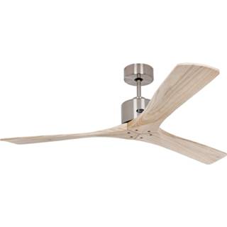 👉 Plafondventilator hout natuur chroom Macau, chroom, natuurhout licht