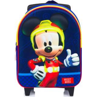 👉 Blauw kinderen jongens Mickey Mouse trolley/reiskoffer/rugtas 31 cm voor