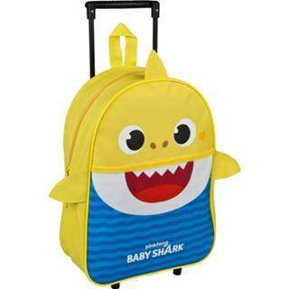 👉 Trolley geel blauw kinderen baby's Baby Shark trolley/reiskoffer geel/blauw 40 cm voor