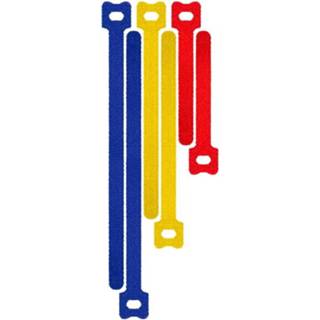 👉 Klittenband kabelbinder blauw rood geel active met lus - 10/15/20 Centimeter Blauw/Rood/Geel 4040849706875