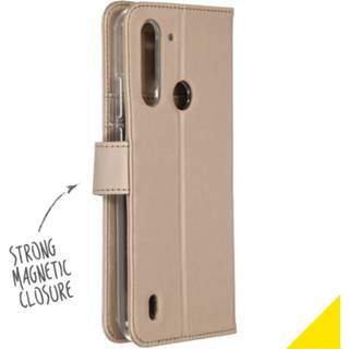 👉 Portemonnee goud kunstleer unicolor unisex Wallet Softcase Booktype voor de Motorola Moto G8 Power Lite - 8719295402674