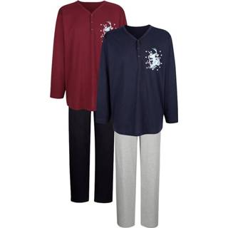 👉 Pyjama mannen blauw Pyjama's per 2 stuks G Gregory Blauw::Bordeaux 4055706305979