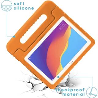 👉 Handvat oranje siliconen unisex kinderen IMoshion Kidsproof Backcover met voor de Huawei MediaPad T5 10.1 inch - 8719295448085