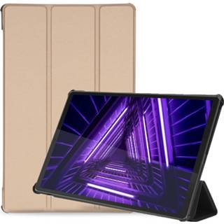 👉 Goud kunstleder unisex IMoshion Trifold Bookcase voor de Lenovo Tab M10 Plus / FHD - 8719295505085