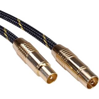 👉 Antenne zwart goud Roline Antenne, Satelliet Aansluitkabel [1x Coax-stekker - 1x Coax-bus] Zwart/goud 7611990143368