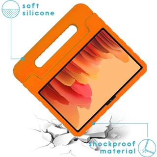 👉 Handvat oranje siliconen unisex kinderen IMoshion Kidsproof Backcover met voor de Samsung Galaxy Tab A7 - 8719295292695