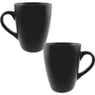 👉 Koffiekopje zwart aardewerk Orange85 Koffiekopjes - Mat 340ml Set Van 2 Met Oor Latte Macchiato Cappuccino 8720289413217