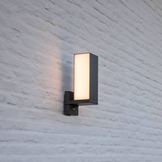 👉 Buitenwandlamp antraciet drukgegoten aluminium warmwit a+ LED Cuba, 1-lamp, bewegingssensor