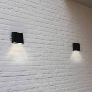 👉 Buitenwandlamp mat zwart drukgegoten aluminium warmwit a+ LED Gemini XF, matzwart