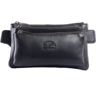 👉 Heuptas zwart leer nappa leder Wild Woods Moderne Leren Met 3 Ritsen Compact - Fanny Pack Hoogwaardig 4250061324454