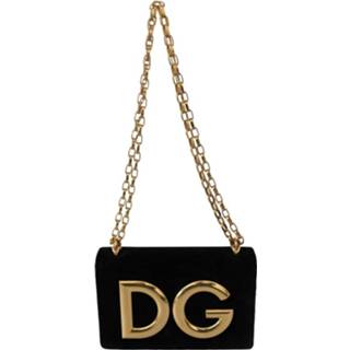 👉 Handtas leather goud onesize vrouwen zwart Velvet Gold DG Clutch Bag 8054319545761