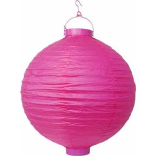 👉 Lampion magenta kunststof multikleur Decoratieve Led 30 Cm 5901157454683