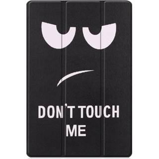 👉 Kunstleder Don't Touch unisex zwart IMoshion Design Trifold Bookcase voor de Samsung Galaxy Tab S7 Plus / FE - 8719295503388