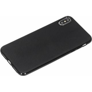 👉 Carbon Softcase Backcover voor iPhone Xs Max - Zwart