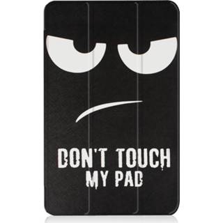 👉 Kunstleder Don't Touch unisex zwart IMoshion Design Trifold Bookcase voor de Samsung Galaxy Tab A 10.1 (2016) - 8719295506716
