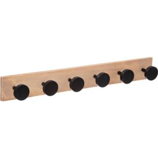 👉 Kapstok bruin zwart houten bamboe 4goodz Met 6 Haken 7x58x8 Cm - Bruin/zwart 6013916975991