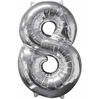 👉 Folie zilver zilverkleurig Amscan Cijferballon 8 45 X 66 26635319621