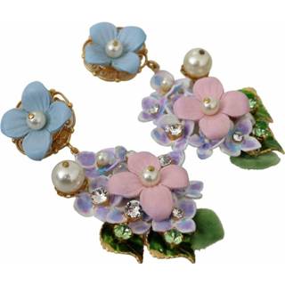 👉 Boeket onesize vrouwen paars Crystal Floral Pearl Hortensia Bouquet Clip-on Earrings 8058091101849