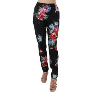 👉 Pyjama vrouwen zwart Floral Print Silk Style Tapered Pants 8058091885107