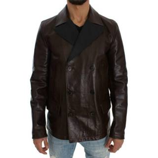 👉 Leather male bruin Double Breasted Jacket