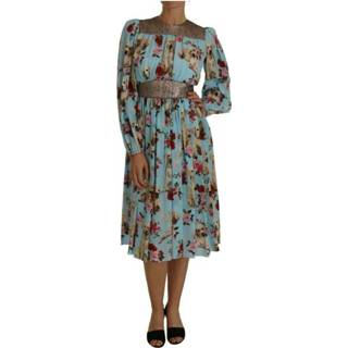 👉 Dress vrouwen blauw Labrador Dog Roses Print