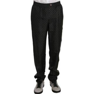 👉 Male zwart Dotted Silk Lounge Sleepwear Pants