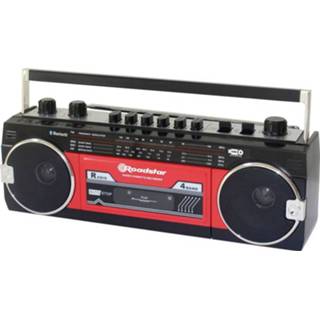 👉 Cassettespeler rood zwart Roadstar RCR-3025EBT/RD Draagbare Voelbare toetsen, Opnamefunctie, Incl. microfoon Rood, 7621800032898