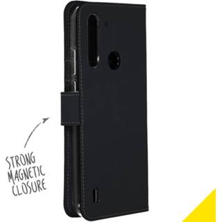 👉 Portemonnee zwart kunstleer unicolor unisex Wallet Softcase Booktype voor de Motorola Moto G8 Power Lite - 8719295402605