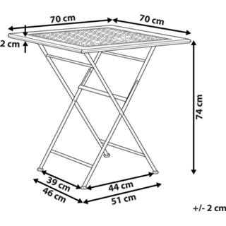 👉 Tuintafel inklapbaar metaal zwart 70 x 70 cm BORMIO