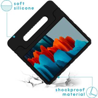 👉 Handvat zwart siliconen unisex kinderen IMoshion Kidsproof Backcover met voor de Samsung Galaxy Tab S7 - 8719295443837