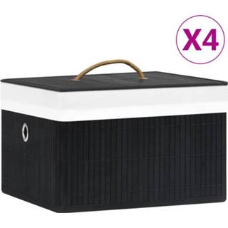 👉 Opbergbox zwart bamboe active Opbergboxen 4 st 8720286010907