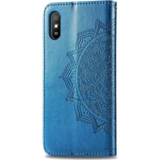 👉 Turkoois kunstleer unicolor unisex blauw mannen Mandala Booktype voor de Xiaomi Redmi 9A - Turquoise 8719295386813