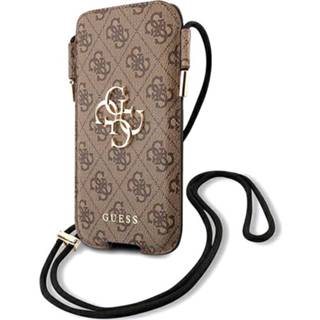 👉 Bruin Guess 4G Script Logo Universeel Zakje met Band - S/M 3666339005177