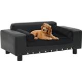 Honden bank kunstleer pluche active zwart Hondenbank 81x43x31 cm en 8720286034163