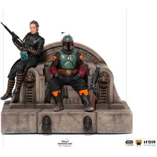 👉 Mannen Iron Studios Star Wars The Mandalorian Deluxe Art Scale Statue 1/10 Boba Fett & Fennec on Throne 23 cm