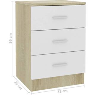 👉 Nachtkastje wit active Nachtkastjes 2 st 38x35x65 cm spaanplaat en eikenkleurig 8719883738581